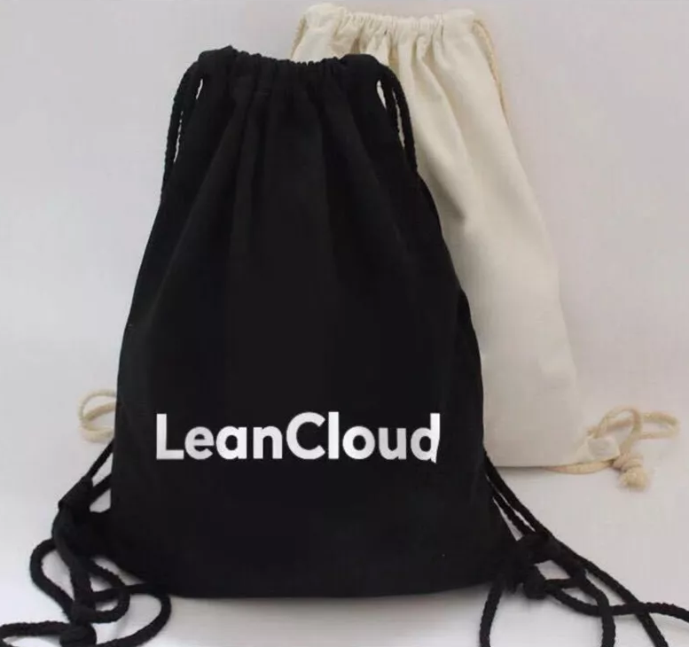 黑色和本色 LeanCloud 抽绳束口袋